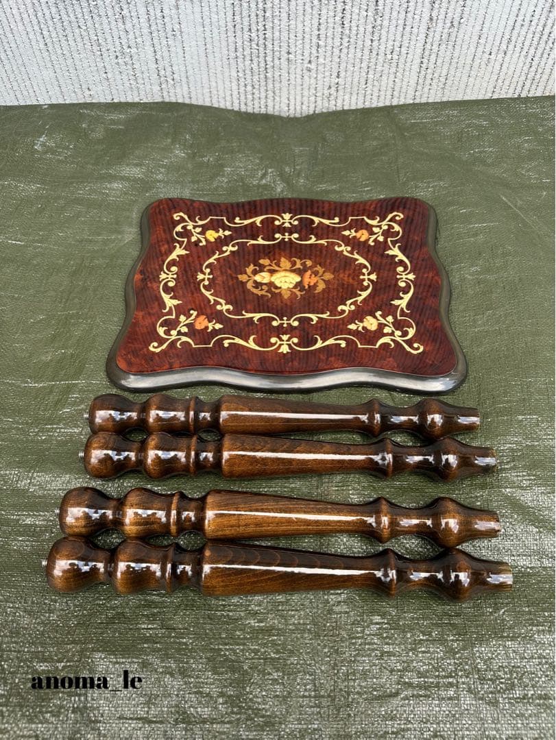 【サイドテーブル】イタリア　象嵌細工　花台　飾り台　オケージョナル　インテリア◎