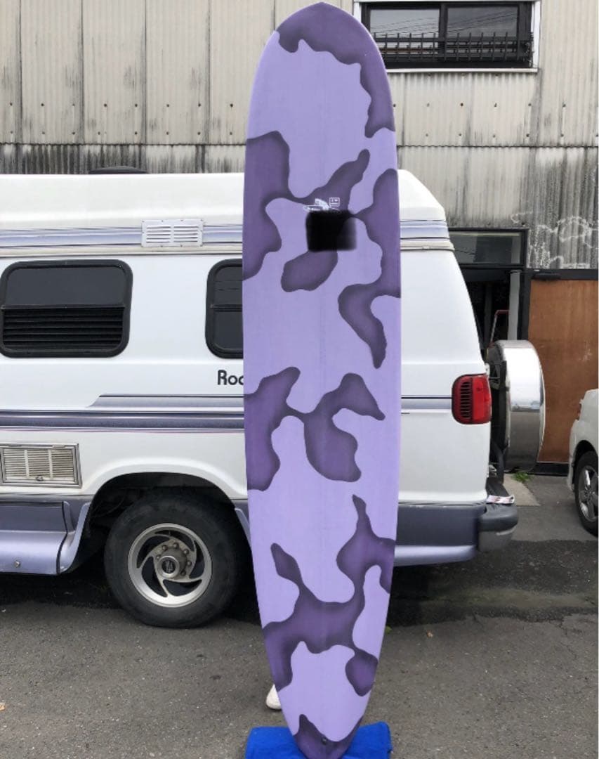 値下げ★ロングボード　9.05ft ハンドシェイプ★美品　紫　迷彩柄