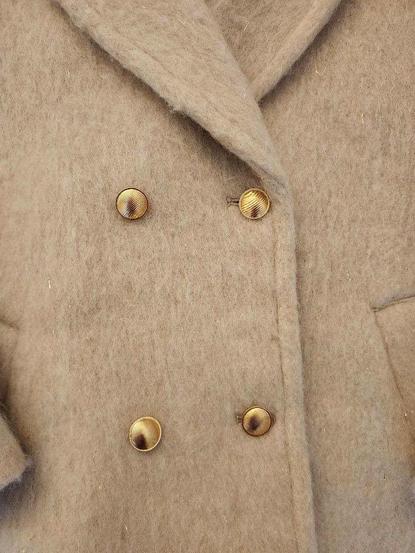 EMMA ROUGE VIF ラメシャギースライバーピーコート ベージュ