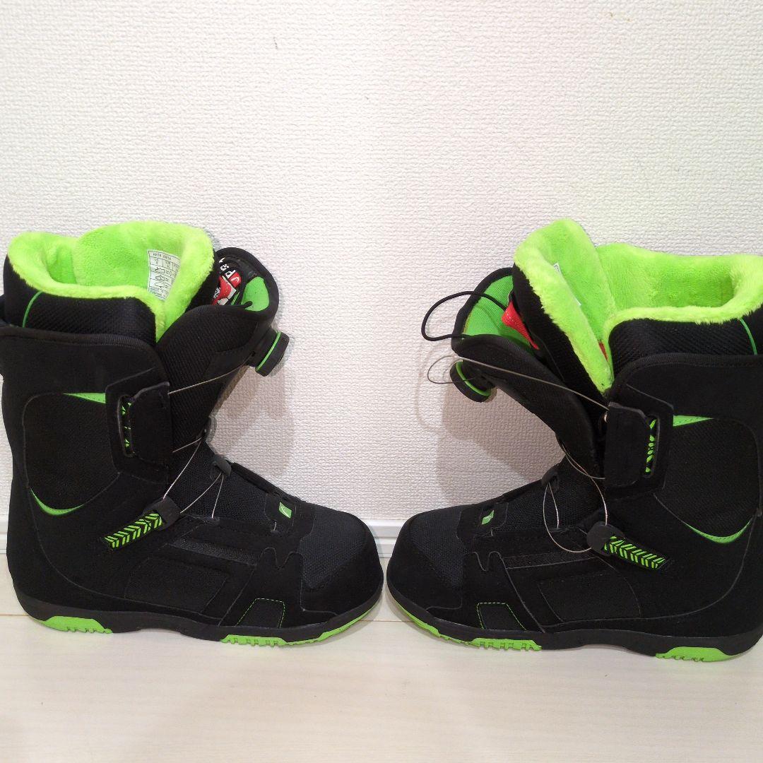極美品 女性着用品　260 head スノーボードブーツ ブラック/グリーン