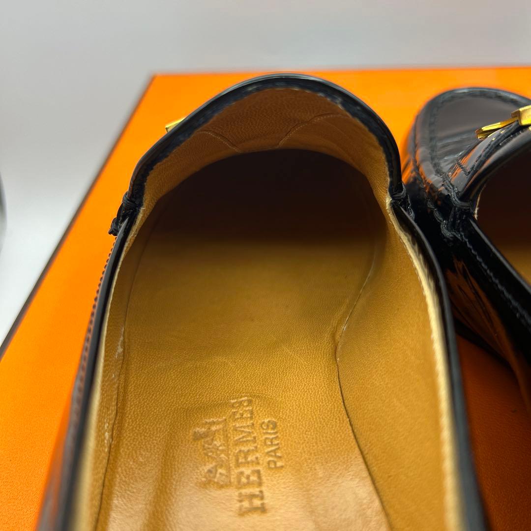 極美品 エルメス コンスタンス Hロゴ ブラック ローファー 36 1/2