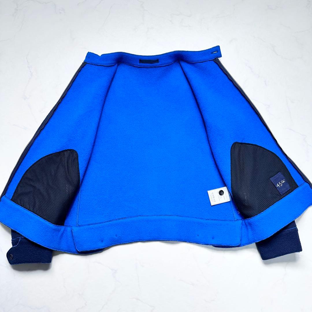 現行タグ✨45R 縮絨ウールジャケット ダブルジップアップブルゾン 秋冬 紺 2