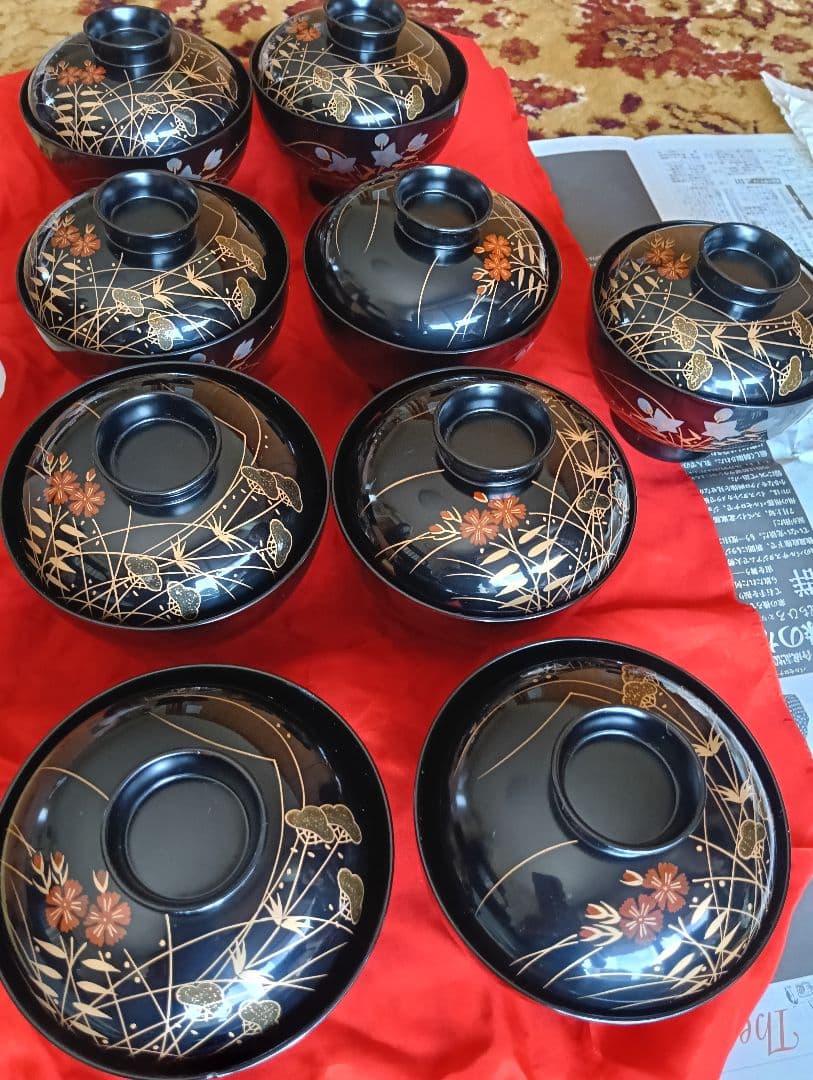 漆器　輪島塗　木製　蓋付椀　お煮物椀　吸物椀　9客