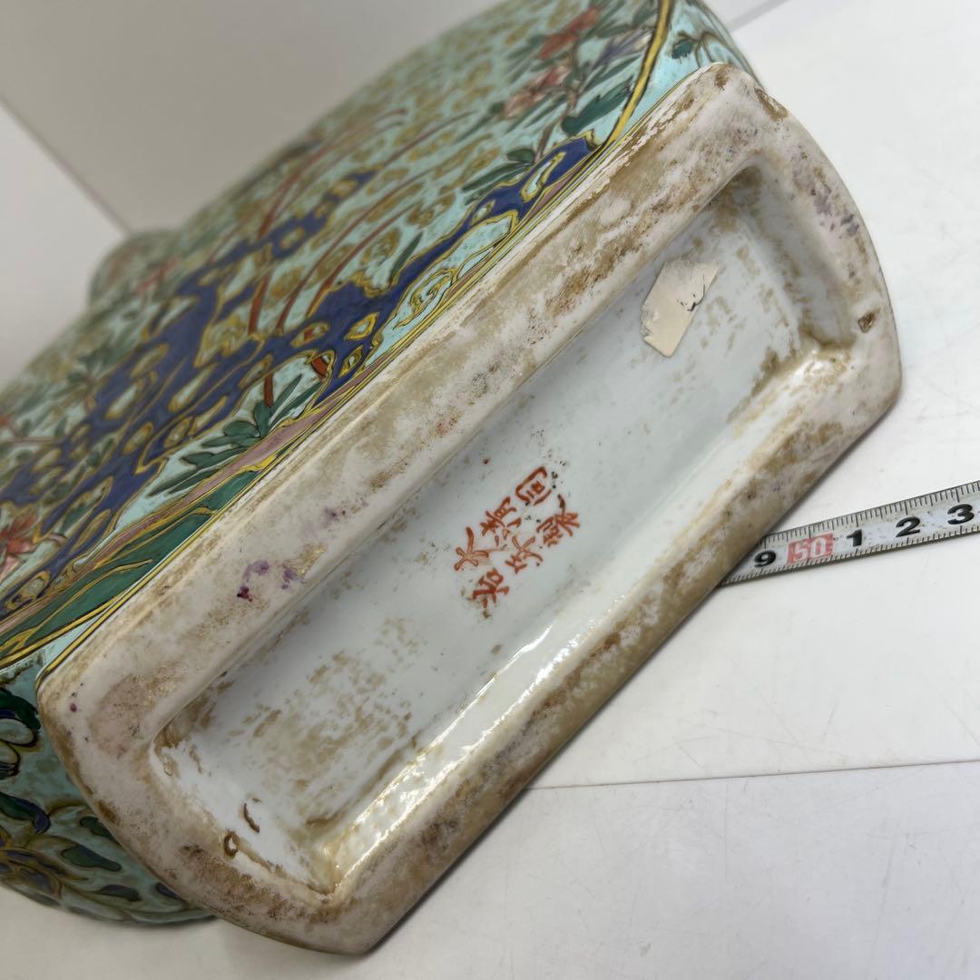 中国美術　粉彩　大花瓶　h40cm 東K8-0202③ タサオ