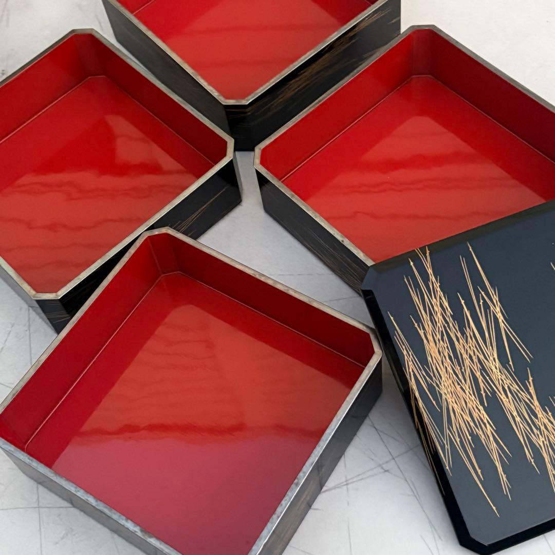 純銀■漆器　蒔絵　作家物　最上級　お正月　おとそ　重箱