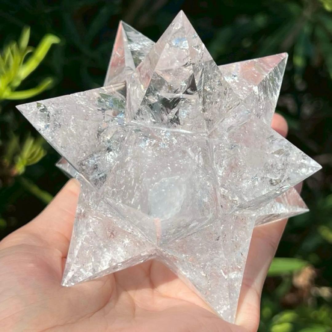 ☆特別出品☆透明度にギラギラクラック☆究極形状☆レインボー 水晶 アステロイド