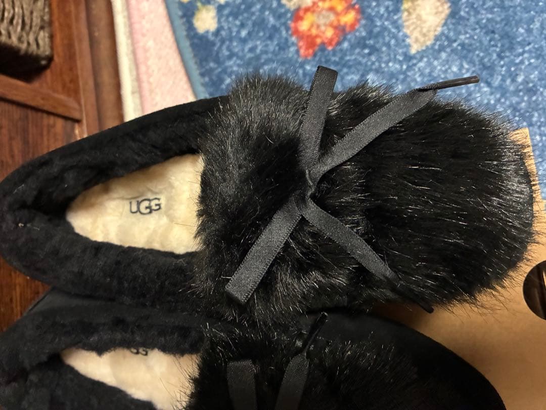 UGG モカシン　ダコタ　アンスレー　シェイン　リボン　ブラック　24㎝