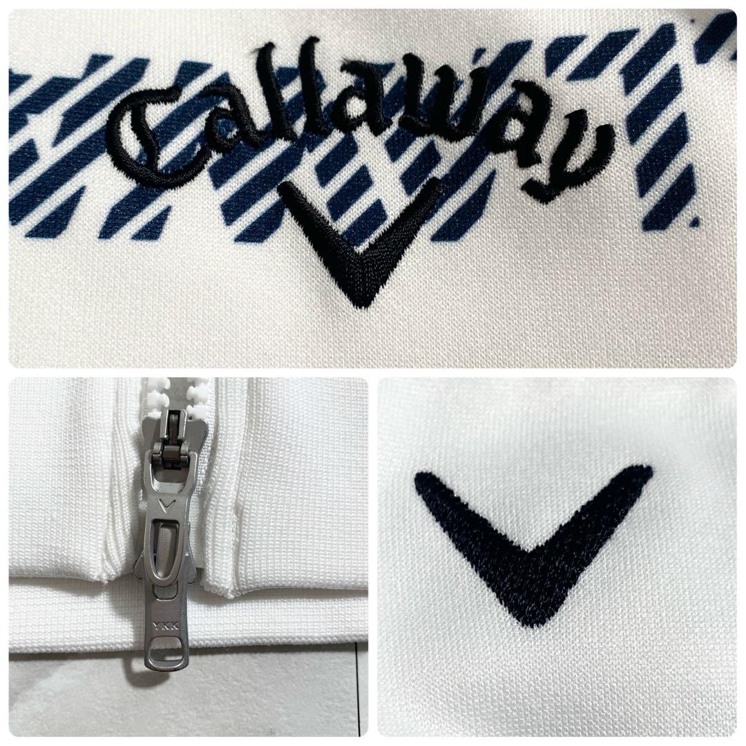A18664 美品 キャロウェイ 総ロゴジップアップジャケット 白M メンズ