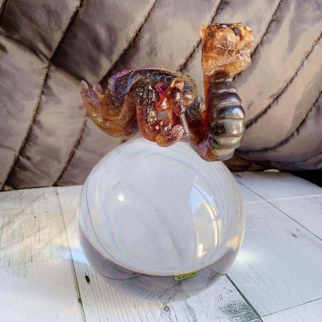 ドームフランス 本体新品同様 竜 龍 辰 ドラゴン 水晶玉 クリスタルガラス