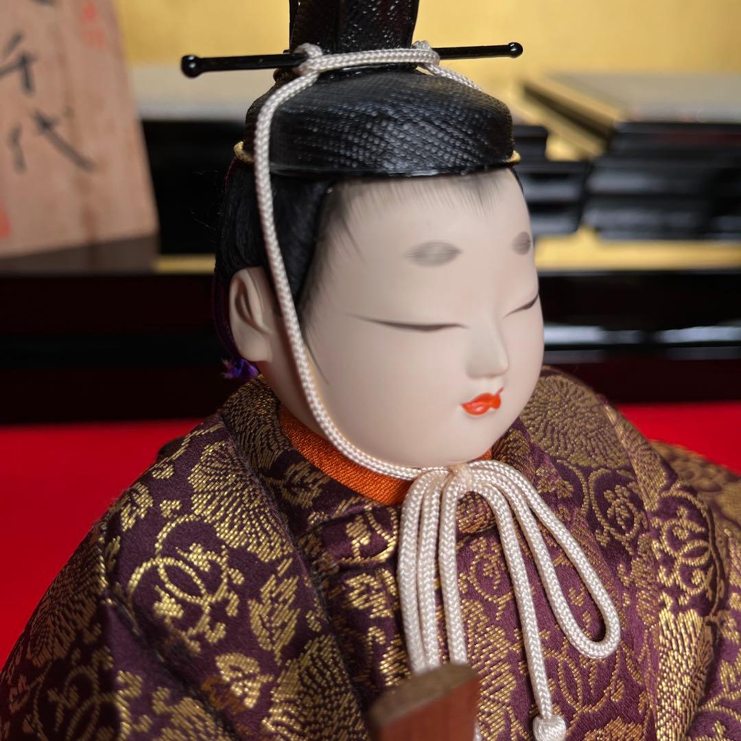 東玉工房　伝統工芸師、鈴木賢一　 江戸木目込￼雛人形　西陣織