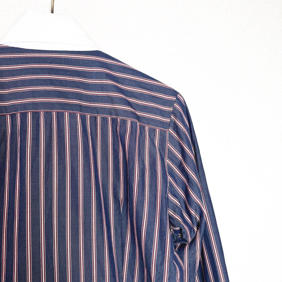 ヴィヴィアンウエストウッド　ストライプ　丸襟　長袖シャツ　オーブ刺繍
