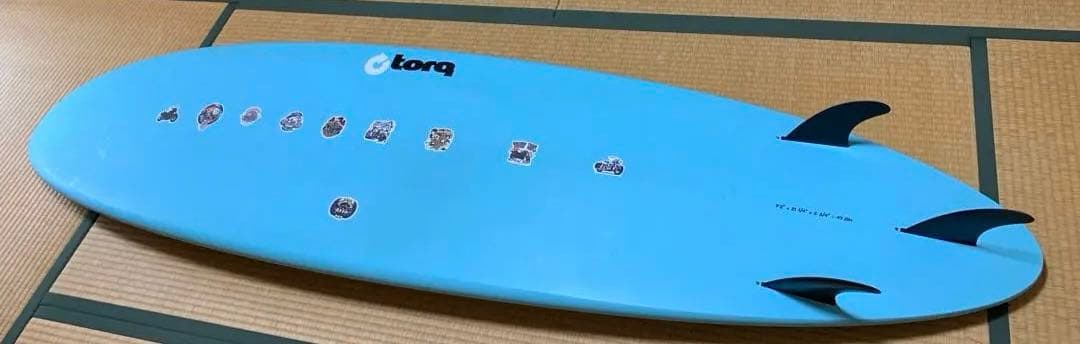 7.2feet 47Lミッドレングス　初心者サーフボード　フィン、ケース付き