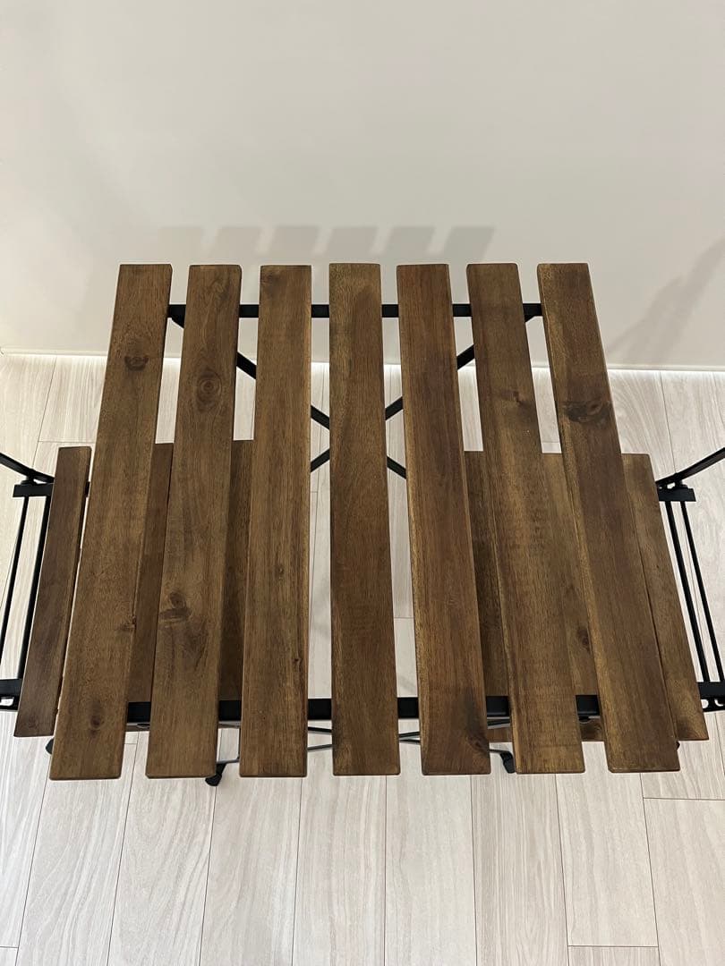 山善 ガーデンテーブル3点セット 折りたたみ バルコニー カフェ アカシア天然木