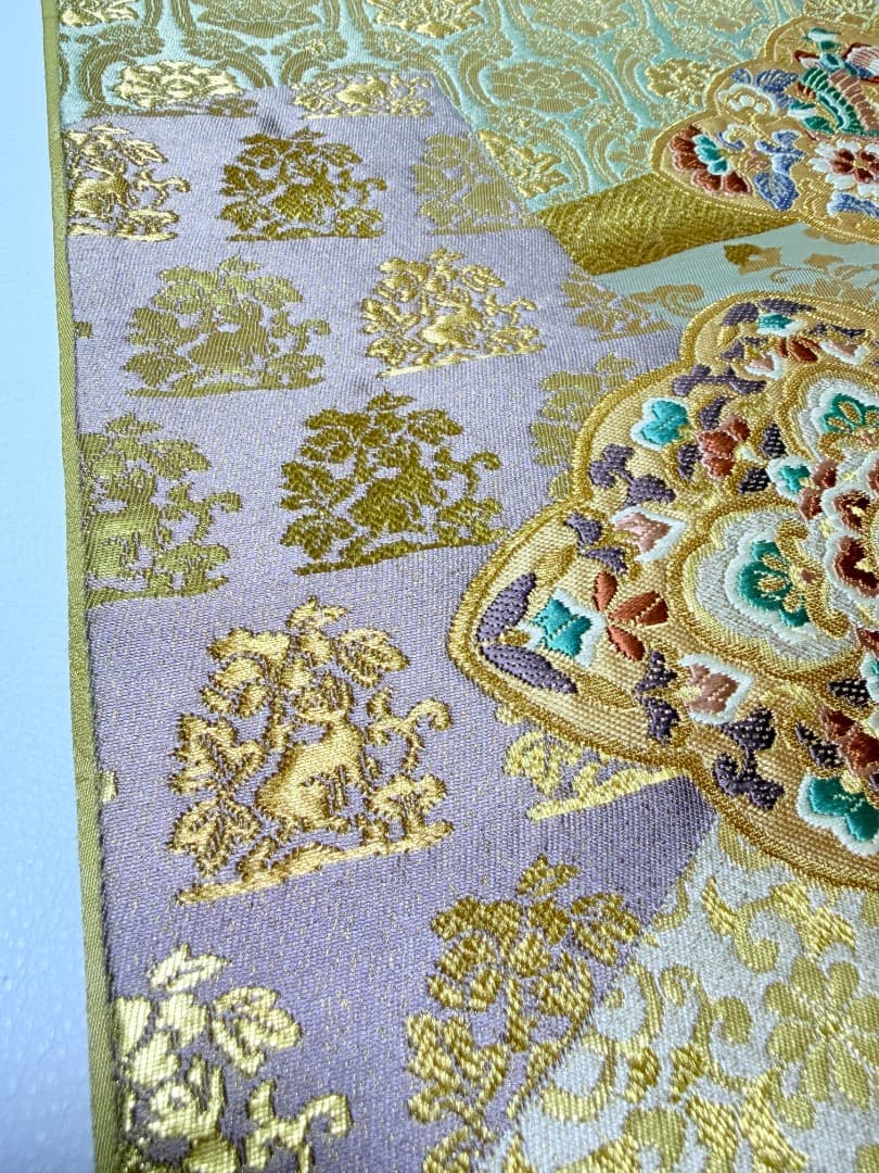 高級 袋帯 正絹 六通柄 西陣織 花文様 ゴールド 唐織 訪問着 色無地 留袖