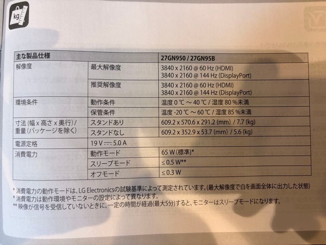 谷*口様 LG モニター UltraGear 27GN950-B 4K 144h