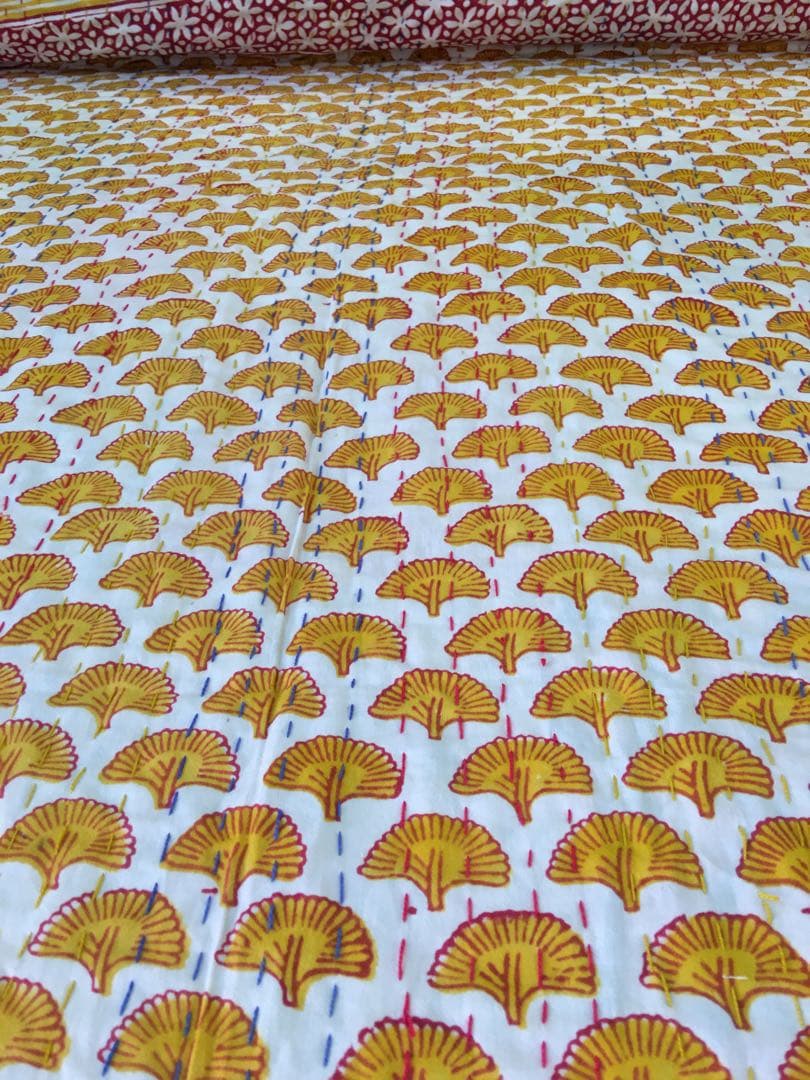 インド　ブロックプリント　マルチカバー  ベットカバー