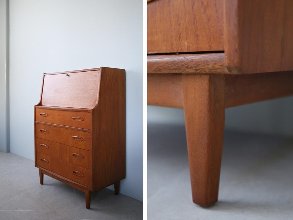 英国アンティークチーク古木ライティングビューロー/木製デスク/勉強机(91-94