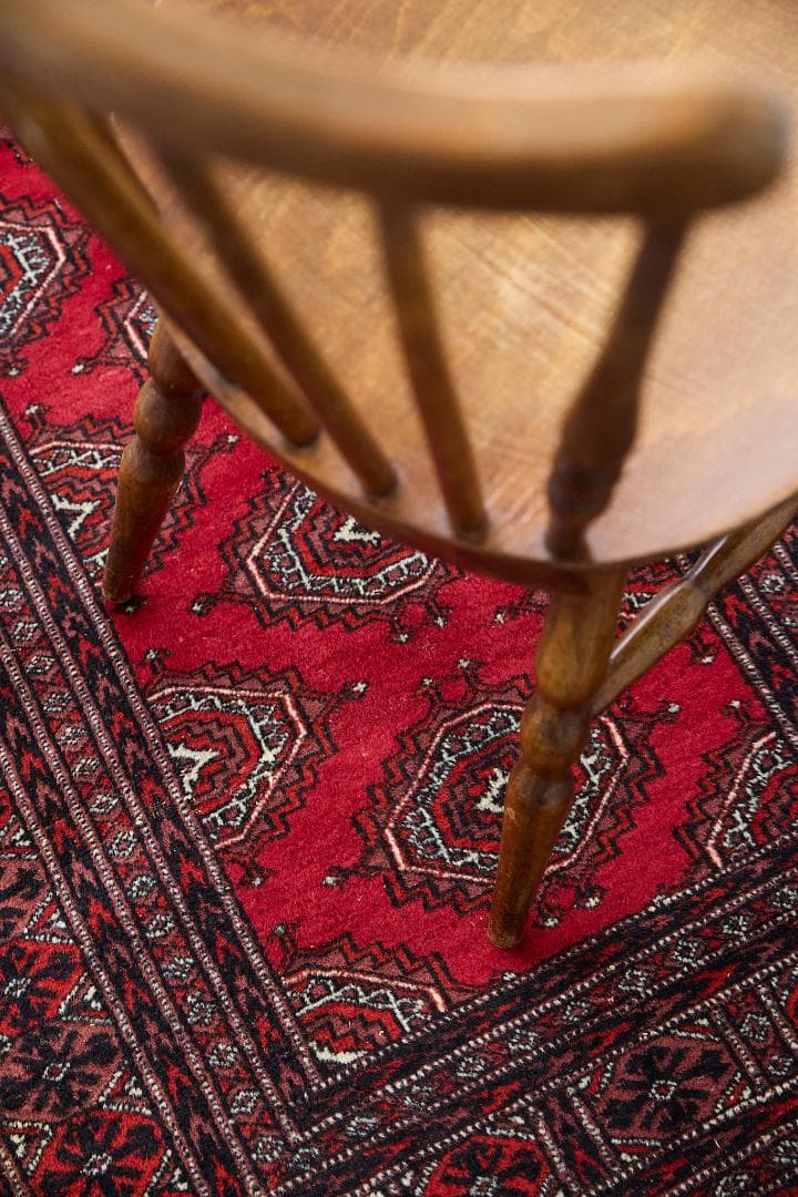 ヴィンテージラグ　トライバルラグ　ラホール産（161×98cm）赤　茶　黒
