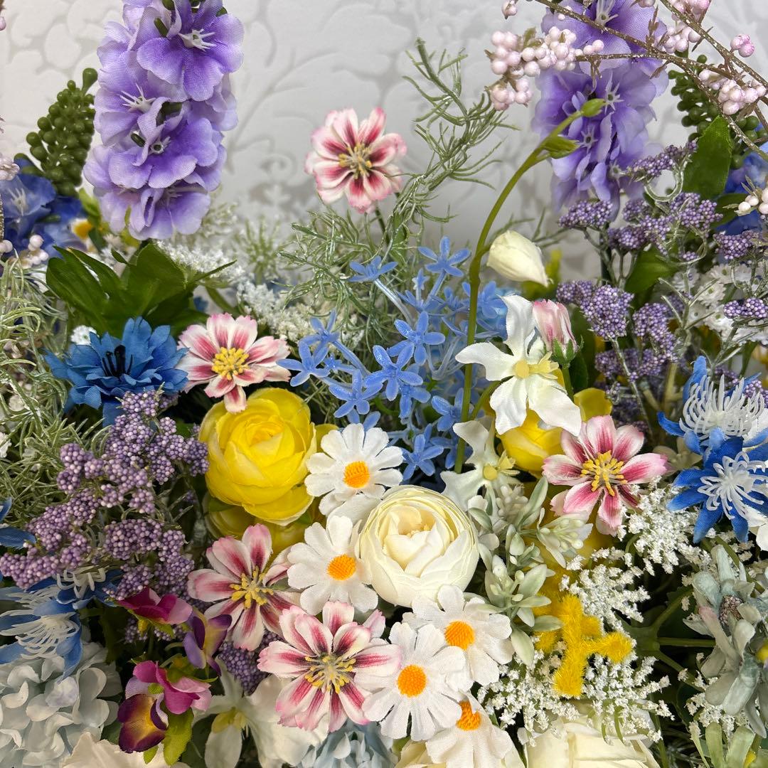 特大サイズ・横広・フラワーアレンジメント・サンタアコーディオンオルゴール合計2点