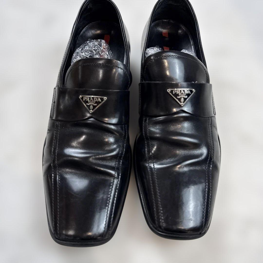 PRADAプラダ　三角プレートロゴ　ローファー　ブラック　サイズ7 1/2