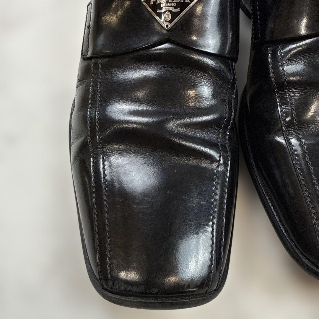 PRADAプラダ　三角プレートロゴ　ローファー　ブラック　サイズ7 1/2