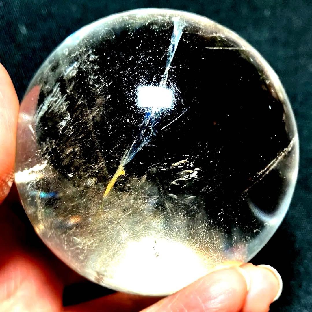 超大玉　67mm 満点星ヘアルチルクォーツ　丸玉　スフィア　パワーストーン