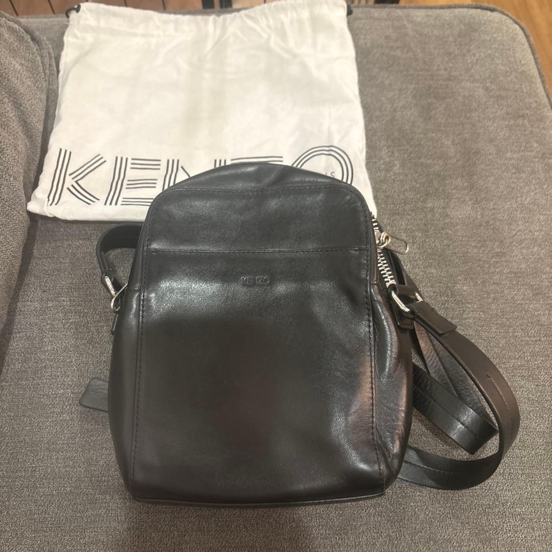 KENZO ショルダーバッグ ブラック レザー 保存袋付き