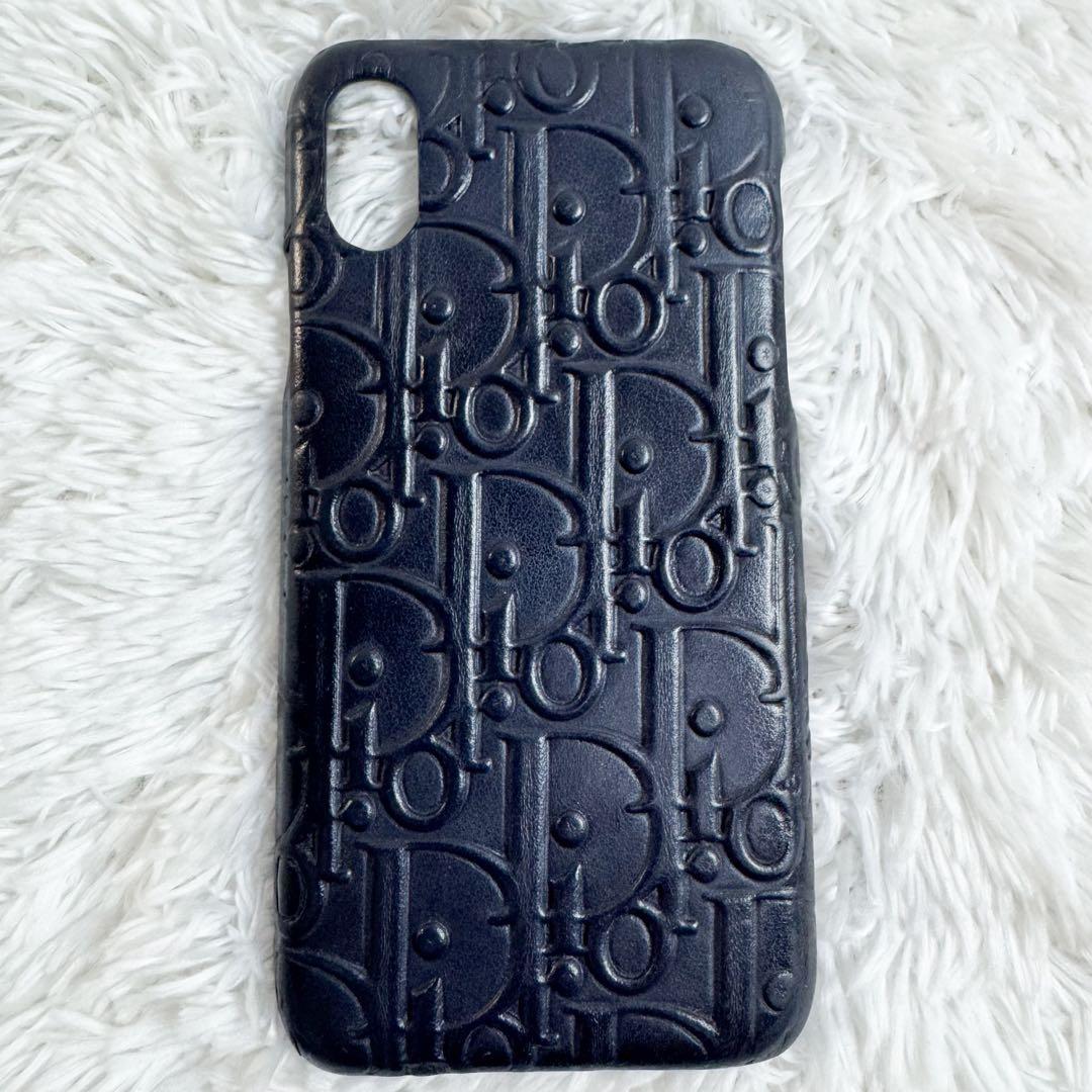Christian Dior スマホケース レザー オブリーク エンボス加工