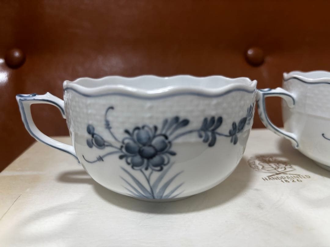 ヘレンド HEREND スープカップ コーヒーカップペア ブルーフラワー 共箱