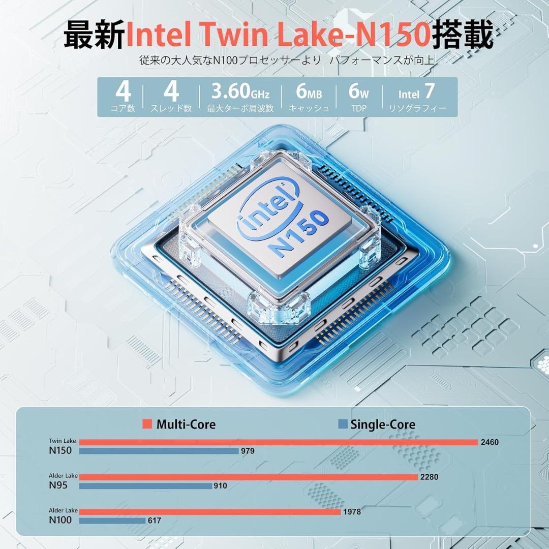 Intel Twin Lake-N150 ミニPC 8GB RAM 256GB