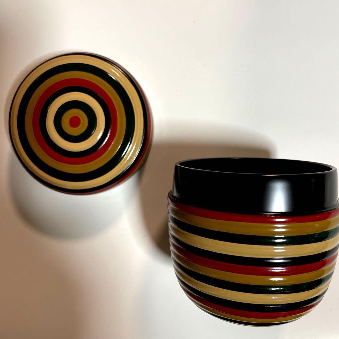 未使用品　棗　なつめ　茶道具　木箱入り　工芸品 独楽模様