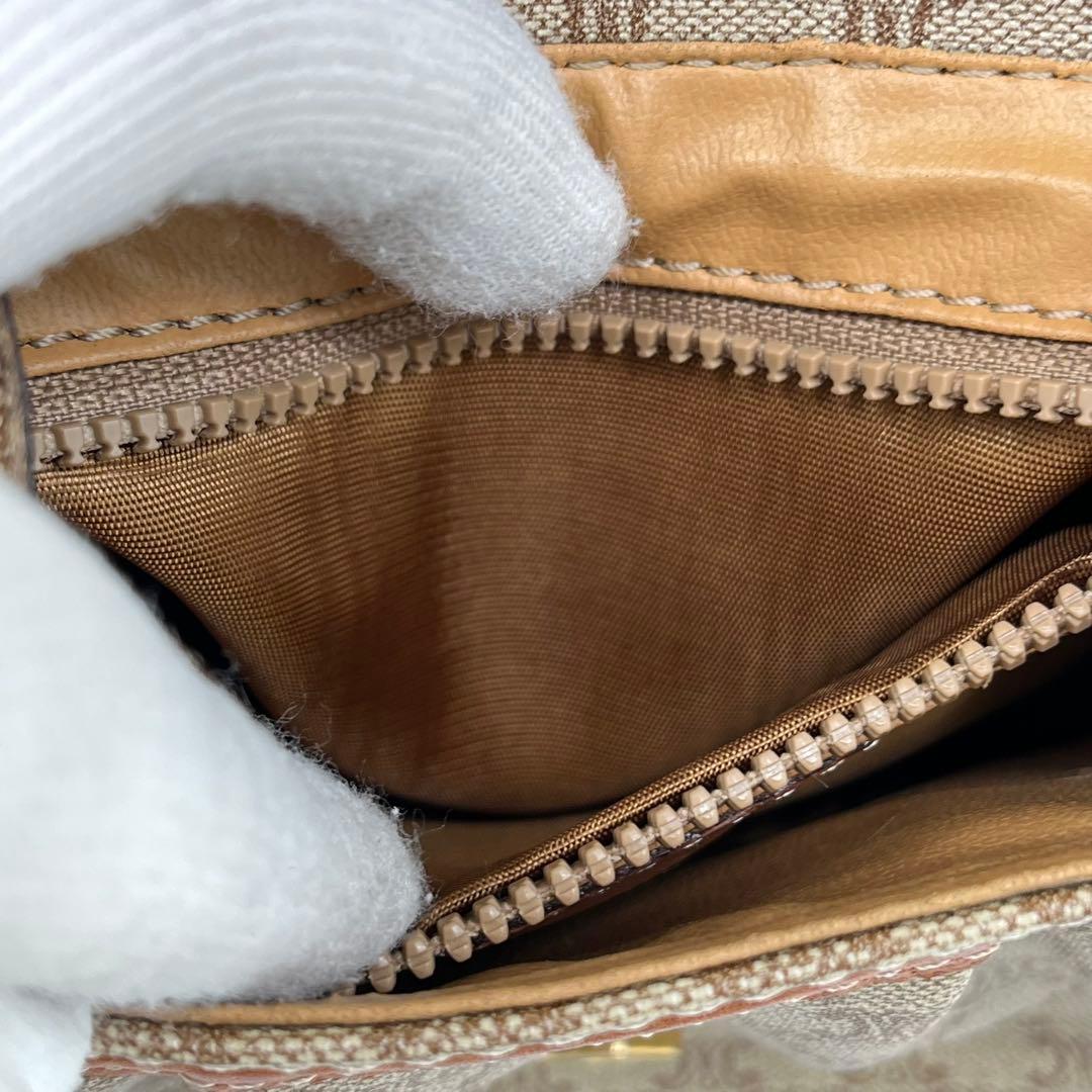 【美品】CELINE ショルダーバッグ 斜めがけ ホワイトマカダム柄 トリオンフ