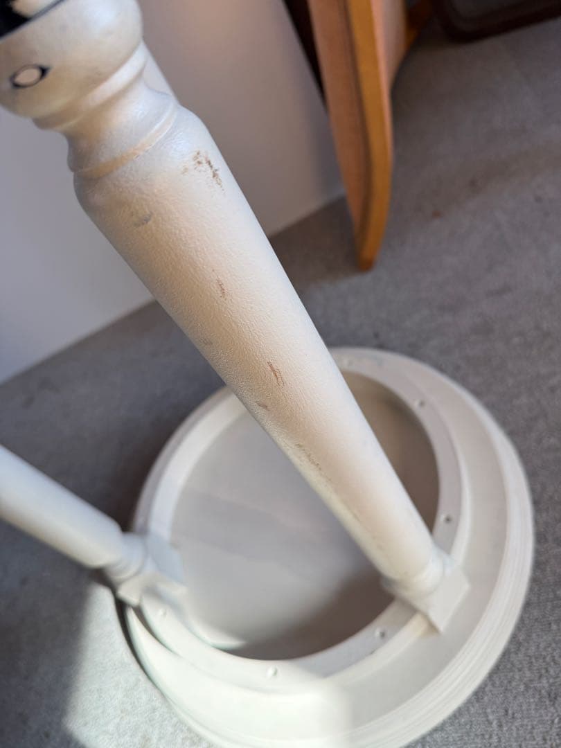 白塗装 木製 ラウンドサイドテーブル 3本脚 クラシック 花台 高さ調整可