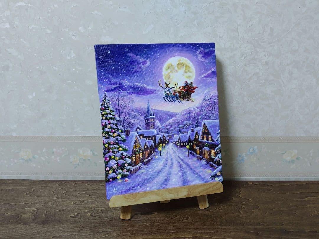 む*ん様 【雪の降る町】アクリル画 F3 風景画 絵画