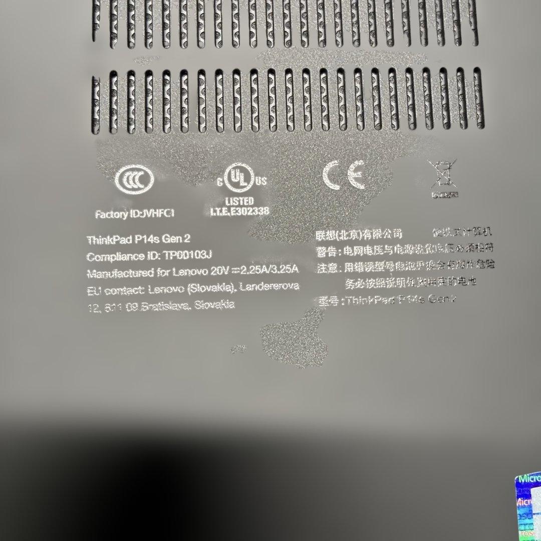 Windowsノート本体 ThinkPad P14s Gen 2 i7 RAM:32GB SSD:1TB