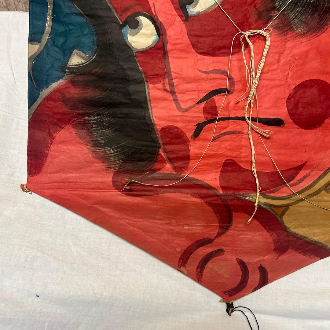 白根大凧　和風 六角形 凧 赤い顔の男　レトロ