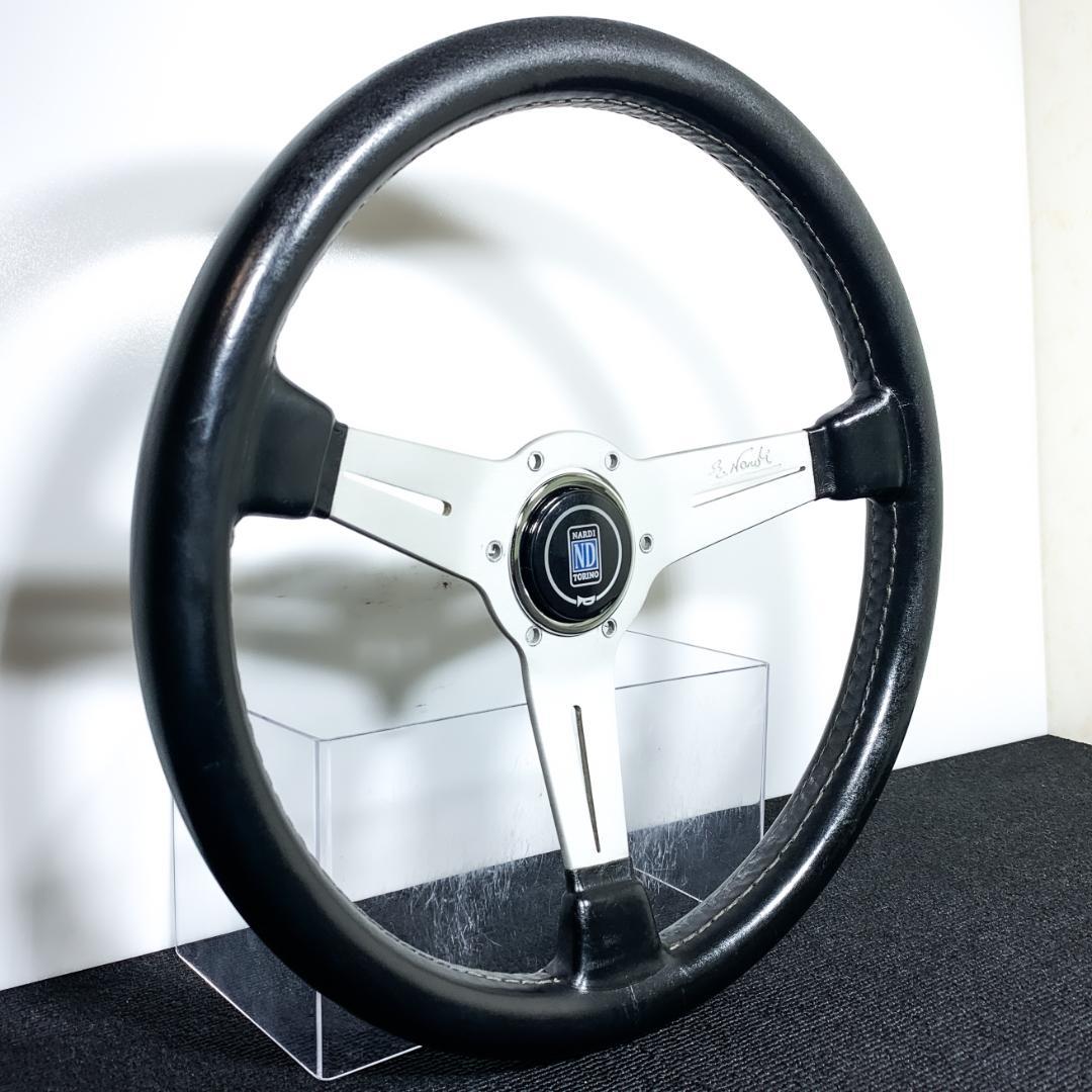 ナルディ クラシック ブラックレザー シルバースポーク 正規 FET 36φ