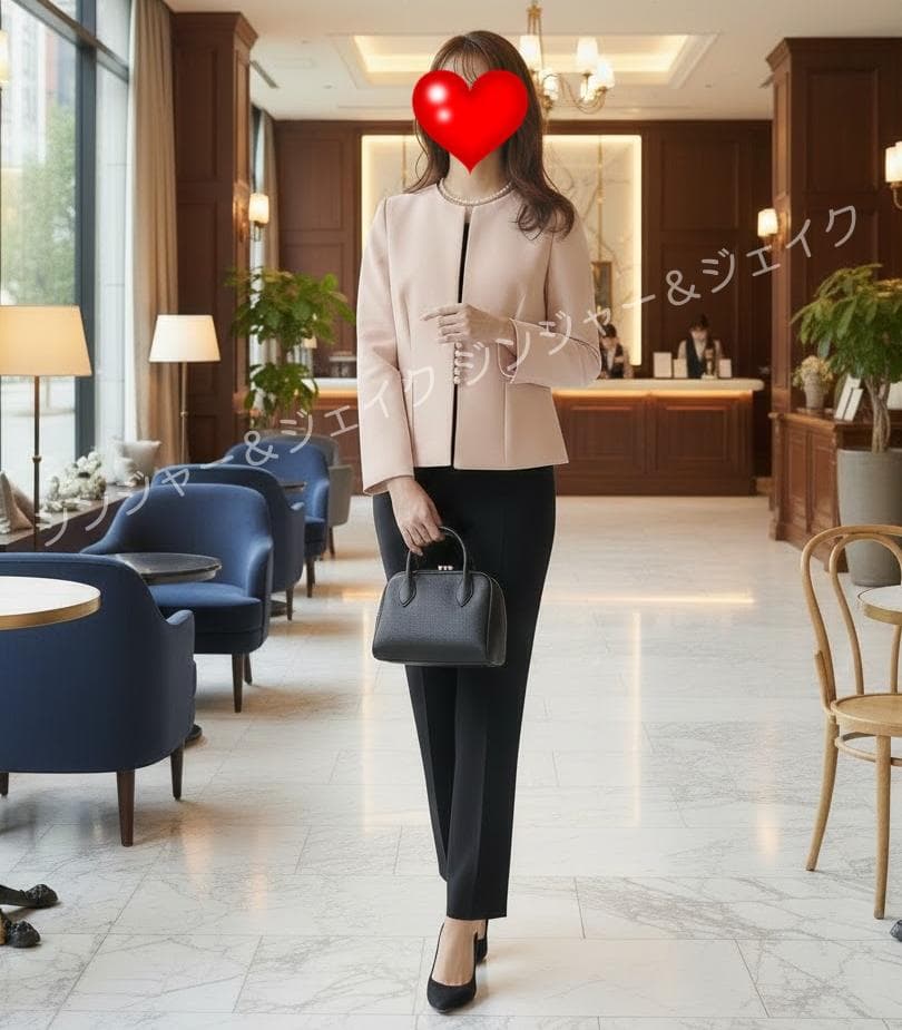 極美品 YOKOCHAN ヨーコチャン ピンクベージュ パール ジャケット 38