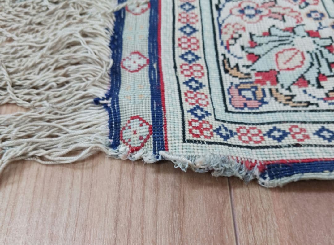 Y2756 トルコ絨毯 カイセリ シルク100% 手織り 135×91㎝