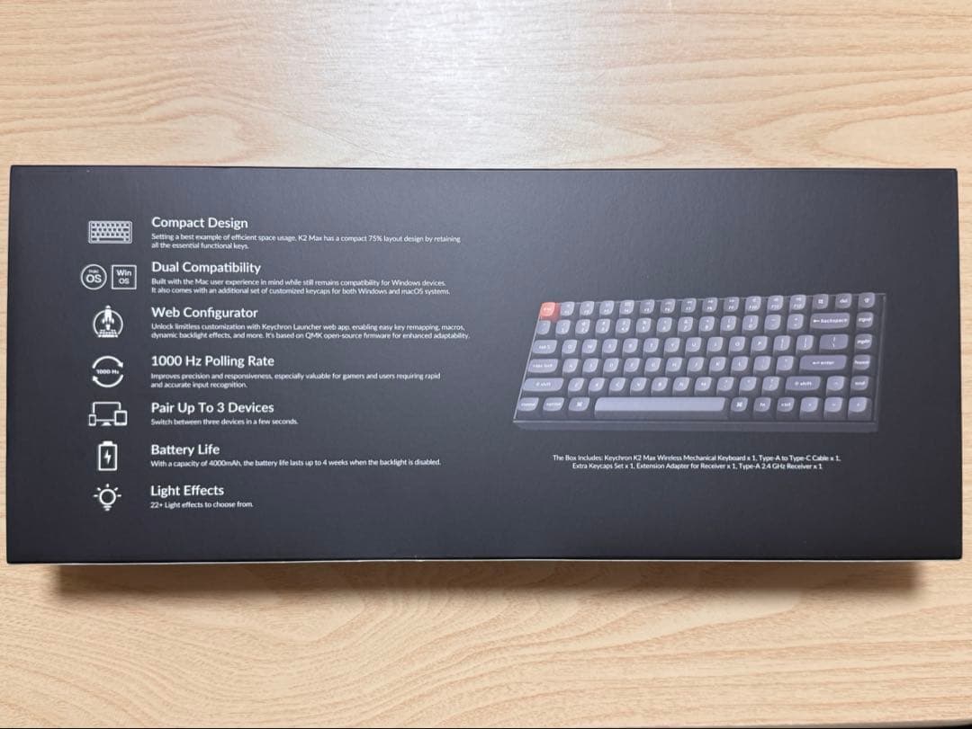 Keychron K2 Max 茶軸 75% US配列 メカニカルキーボード