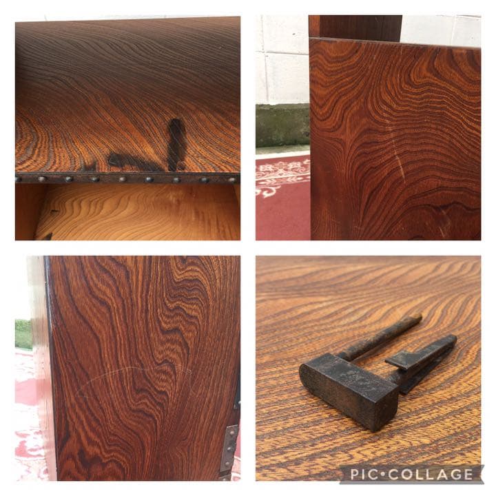 逸品 欅材 ■ 重厚な鉄金具 飾り台