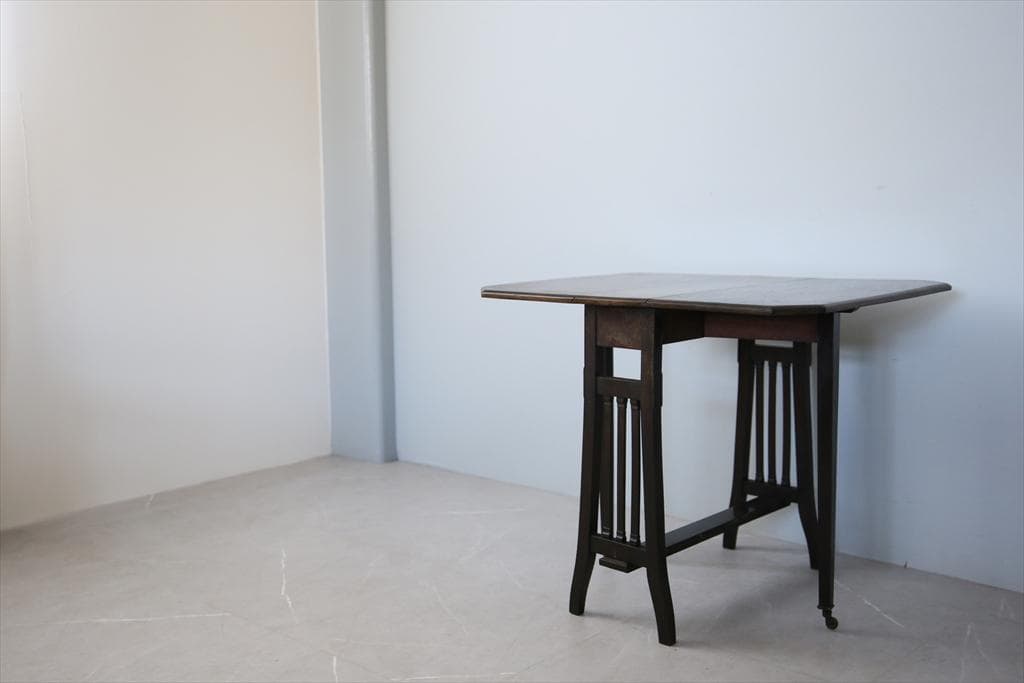 英国アンティーク木製ゲートレッグテーブル/ダイニング机/バタフライ(92-116