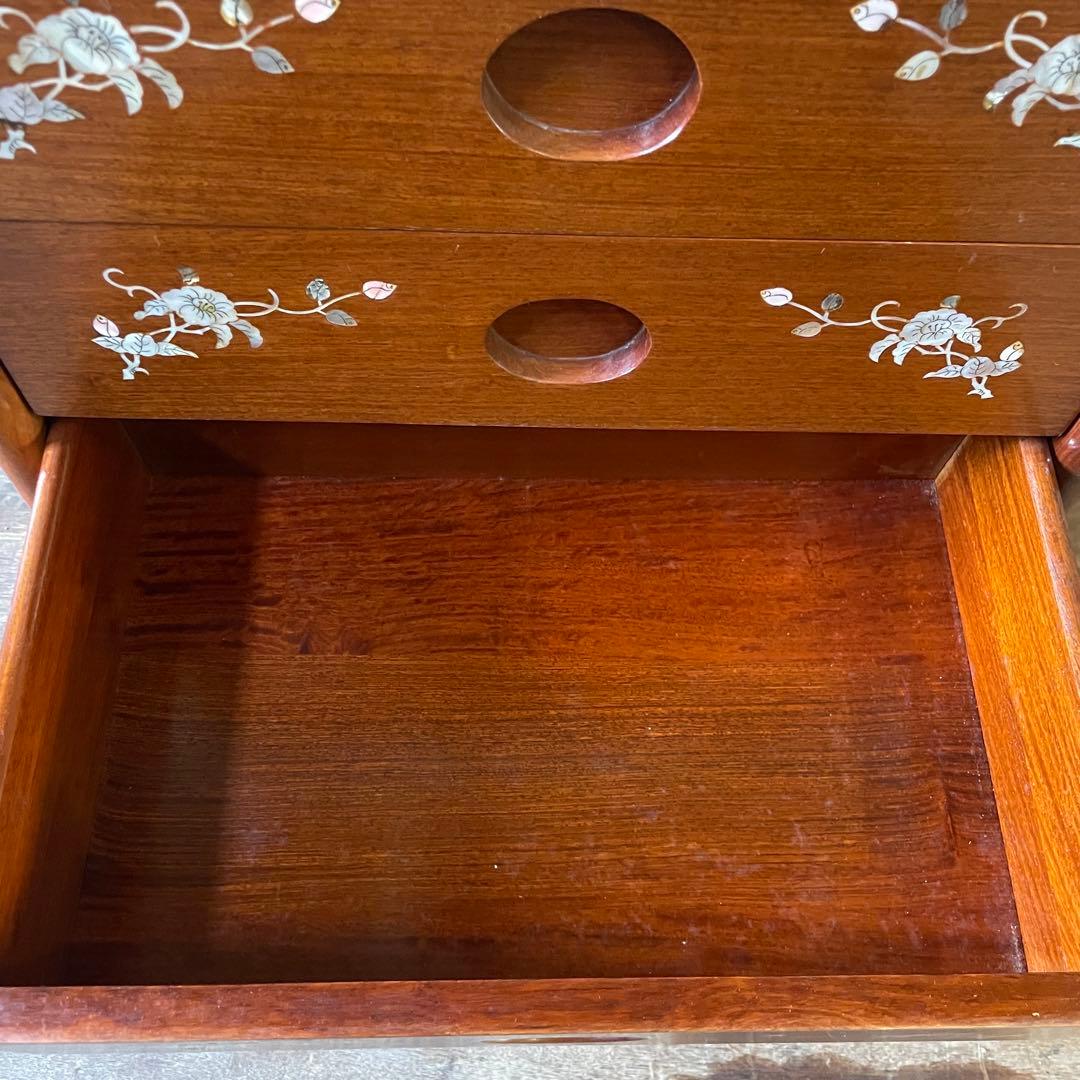 螺鈿細工 らでんざいく 小箪笥 5段チェスト 花梨 アンティーク 骨董品