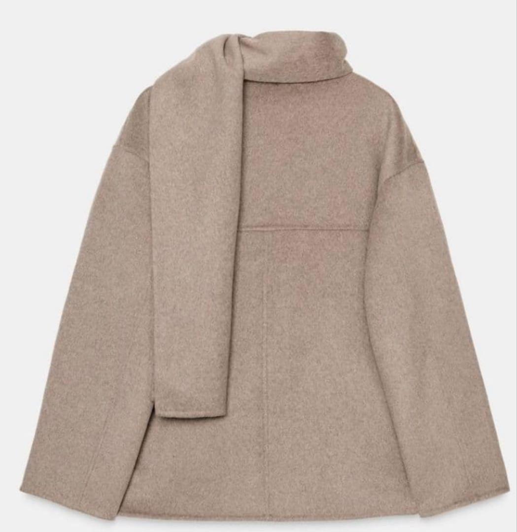 ZARA ウールショートスカーフコート　L