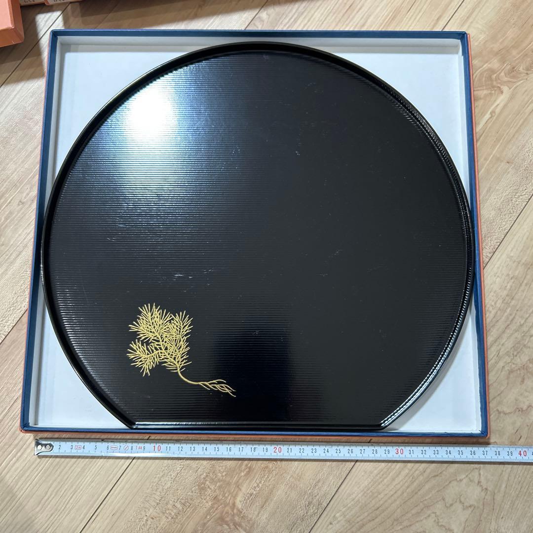 半月膳　漆器 5枚セット 松の絵柄