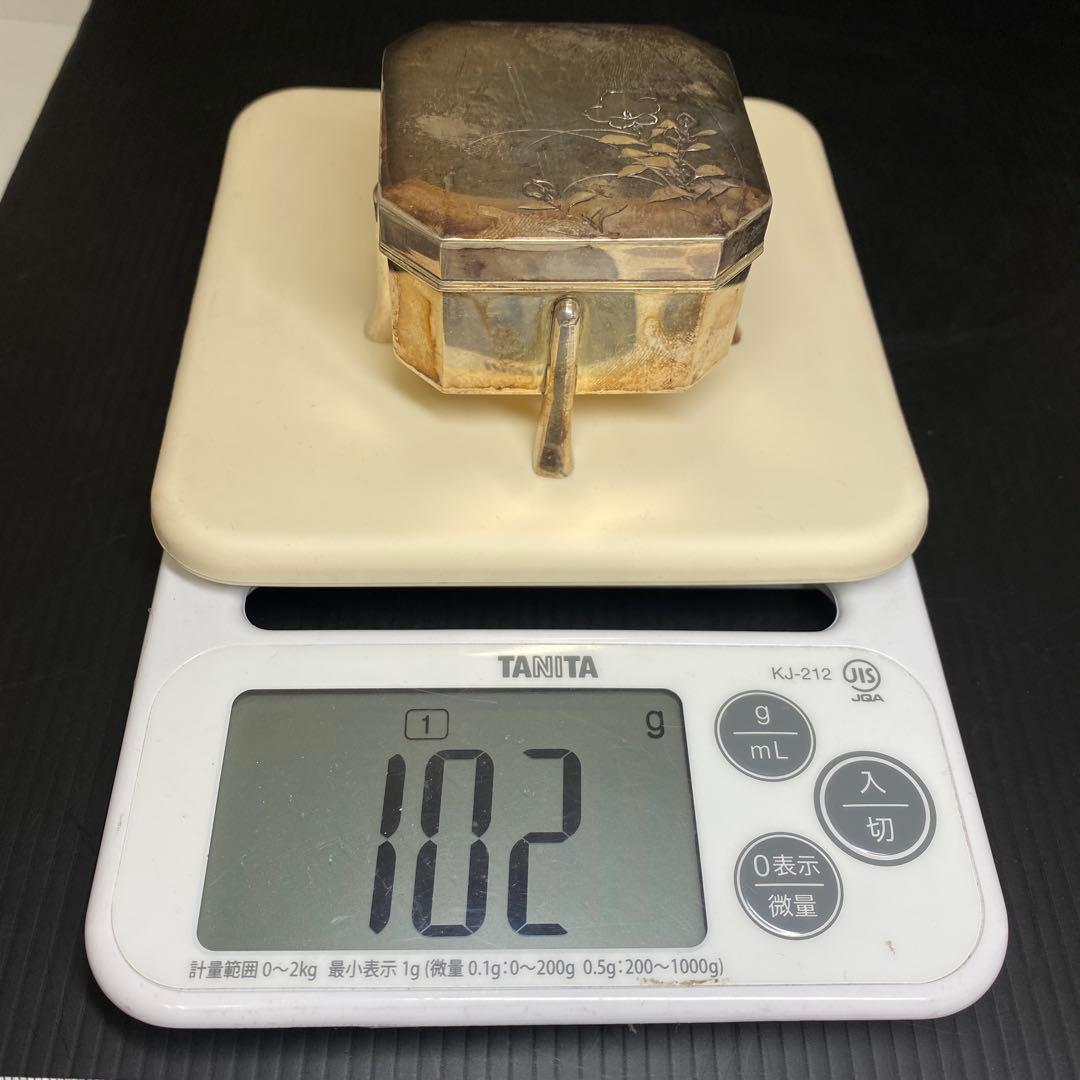純銀　四足　彫金　ボンボニエール　102g 東さ8-0208☆2F