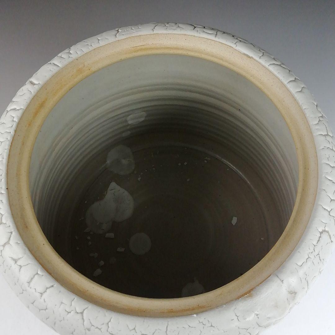 Ｔ８１８　水指　『罅釉』『東原窯　羽柴良一 作』　共箱　茶道具