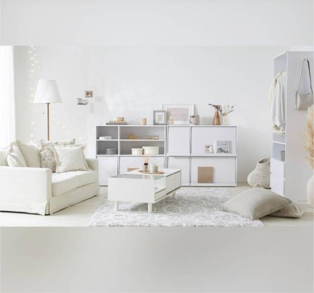 ■送料込■LOWYA ドレッサー ローテーブル ホワイト 鏡 化粧台 センター