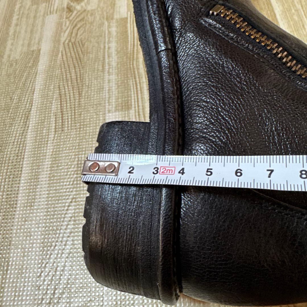 【極美品】SAYAサヤ レザーサイドジップショートブーツ 黒 牛革　23cm