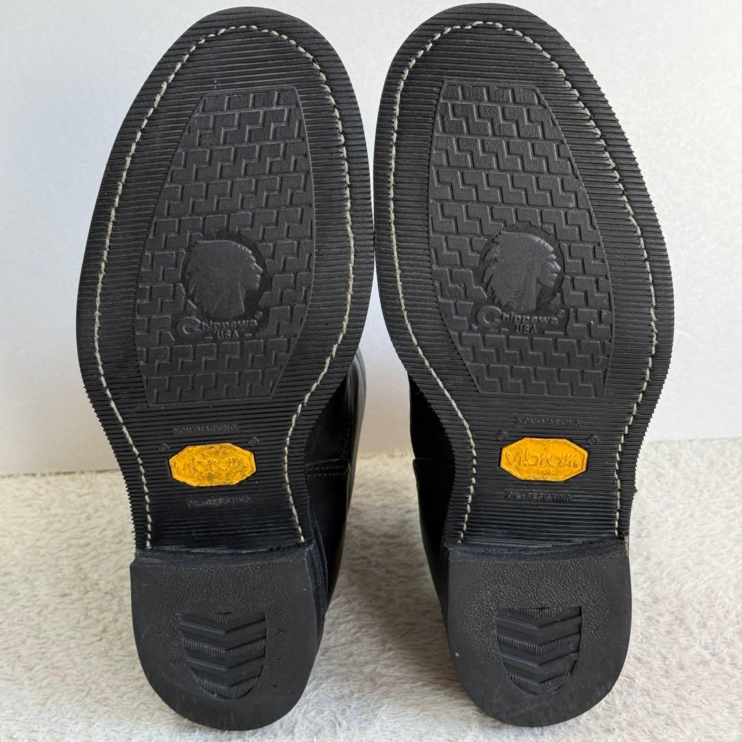 【Chippewa 白タグ】ショートエンジニアブーツ 黒 10E 28cm